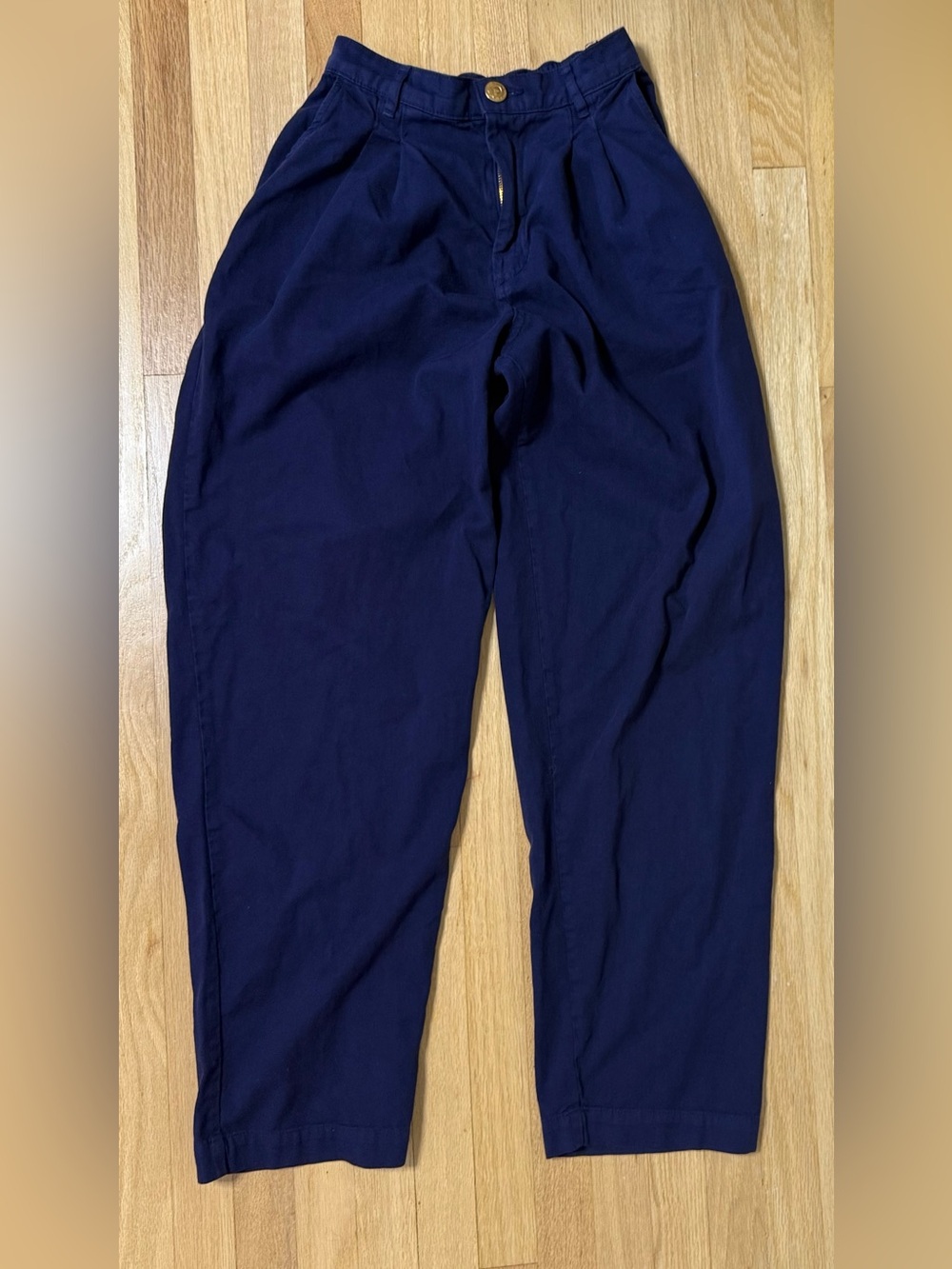 Big Bud Press Trousers Womens XXS Blue navy Cotton High Rise Wide Leg USA